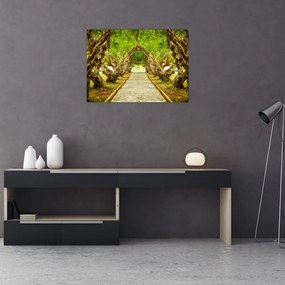 Sklenený obraz - Živý tunel z plumérií (70x50 cm)