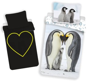 Jerry Fabrics Bavlnené obliečky so svietiacim efektom 140x200 + 70x90 cm - Penguins/Tučniaci