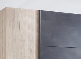 Šatníková skriňa Lotto, 270 cm, dub hickory/antracitová oceľ