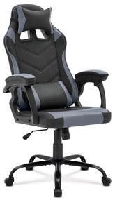 Herné kreslo KA-L626 GREY, sivá a čierna ekokoža