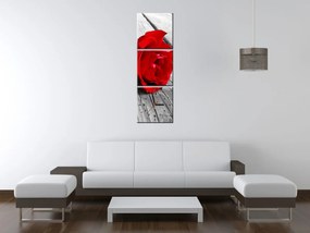 Gario Obraz s hodinami Červená ruža - 3 dielny Rozmery: 80 x 40 cm