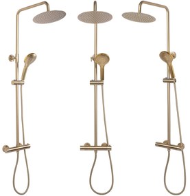 Rea Vincent, sprchový set s termostatickou batériou a dažďovou hlavicou 25cm, zlatá matná, REA-P6602