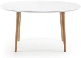 Biely rozkladací jedálenský stôl s bielou doskou 90x140 cm Oqui – Kave Home