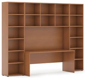 Zostavy knižníc INTEGRO so stolom, vyššie, 2950 x 700/400 x 2300 mm, čerešňa