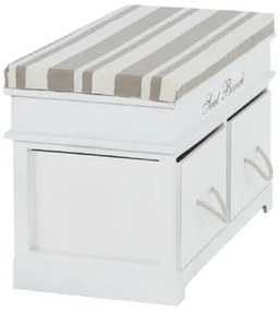 Kondela Lavica s vankúšom, SEAT BENCH 1 NEW, 2 šuplíky, biela/svetlohnedá