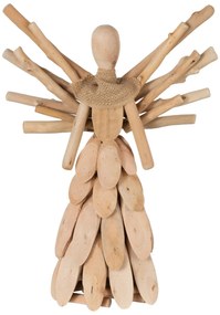 Prírodný drevený anjel z vetvičiek so šatkou Scarf branches - 26*9*36cm