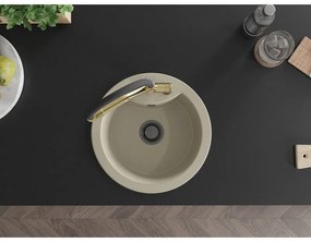 Mexen Diego, 1-komorový granitový drez 488x488x167 mm a drezová batéria Duo, béžová, 6512-69-671701-57-B