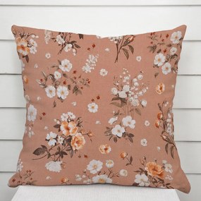 Biante Bavlnená obliečka na vankúš Sandra SA-738 Ruže a konvalinky na hnedoružovom 60 x 60 cm