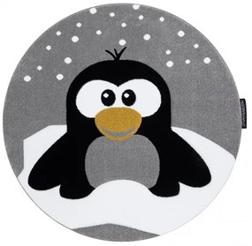 styldomova Detský sivý koberec PETIT pingvi kruh