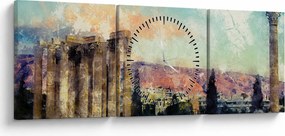 Obraz - Akropolis, Atény, Grécko (s hodinami) (90x30 cm)
