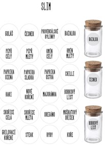 Orion Sada 16ks koreničiek SPICE BLACK 100ml + 4ks nerezový organizér na koreničky VASKY - NEREZ (nízky) + sada 24ks štítkov