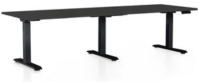 Výškovo nastaviteľný stôl OfficeTech Long, 240 x 80 cm, čierna podnož, čierna