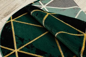 Koberec EMERALD exkluzívny 1020 kruh - glamour, marmur, trojuholníky zelený/zlatý
