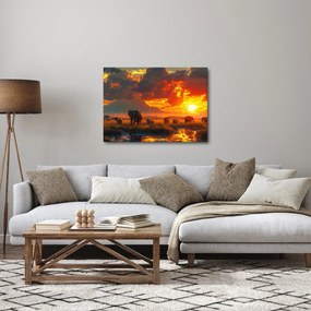 Obraz - Stádo slonov (70x50 cm)