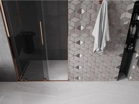 Mexen Velar, posuvné sprchové dvere do otvoru 100 cm, 8mm šedé sklo, ružové zlato, 871-100-000-41-60