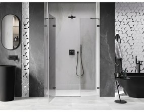 Mexen Lunar, ľavé otočné sprchové dvere 125 cm, 8mm číre sklo, brúsený grafit profil, 834S-125-050-66-00-L