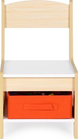 Detský set nábytku ECOTOYS – stôl s kriedovou tabuľou + 2 stoličky a úložný priestor