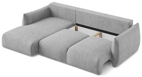 Svetlosivá ženilková rozkladacia rohová pohovka (ľavý roh/s leňoškou) Leila – Makamii