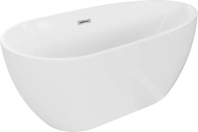 Mexen Eos, voľne stojaca vaňa 150 x 75 cm, biela, chrómový prepad, 52471507500-01