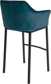 Barová stolička Damaso B - zamat, čierny 4-nohý rám - Zelená