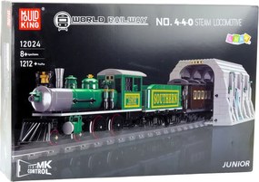 LEAN Toys Stavebnicové kocky – parný vlak s diaľkovým ovládaním RC, zelený, 1212 dielov