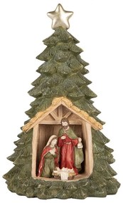 Vianočné dekorácie stromček so svätou rodinou a Ľad - Ø 15*24 cm