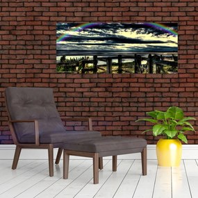 Obraz dúhy nad morom (120x50 cm)
