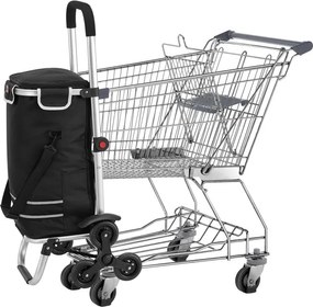Nákupný vozík 3 v 1 na schody - objem 56 l, čierny