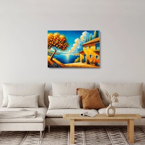Sklenený obraz - Dom s pomarančmi II. (70x50 cm)