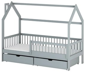 Posteľ Domček Oskar 90x200 sivá