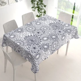 Biante Bavlnený obdĺžnikový obrus Sandra SA-274 Tmavo modré mandaly na bielom 120x160 cm