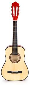 Veľká drevená detská gitara, 6 strún,