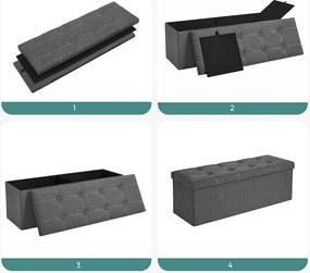 Taburetka, lavica s úložným priestorom, tmavosivá