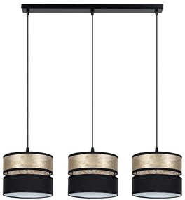Luster na lanku LIMA 3xE27/60W/230V zlatá/čierna