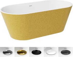 Besco Akrylátová voľne stojaca vaňa Deeva Glam Z 150x75 (160x75, 170x80, 180x80) BESCO-Typ výpuste: Click-Clack so sitkovým prepadom, čierna matná, B…