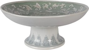 Cake Stand ? 26x13 Cm White Green Porcelain - ? 26*13 cm