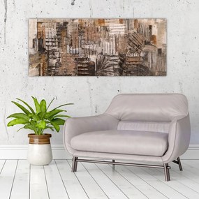 Obraz - Abstrakcia v hnedých tónoch (120x50 cm)