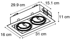 Zapustené bodové svetlo čierne AR111 nastaviteľné 2-svetlo - Oneon