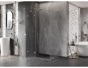 Mexen Lunar, 1-krídlový sprchový kút, ľavý, 85 x 80 cm, 8mm číre sklo, brúsená oceľ profil, 834-085-080-97-00-L