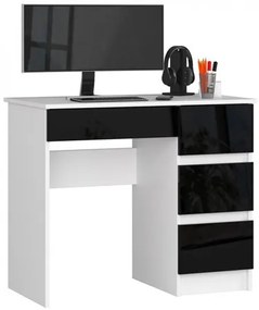Počítačový stôl A7 pravá biela/čierna lesk