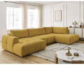 Rozkladacia/s úložným priestorom rohová pohovka v horčicovej farbe (pravý roh/do tvaru "U") Fuji – Bobochic Paris