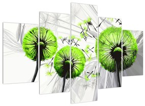 Obraz páperia svetlo zelených púpav (150x105 cm)