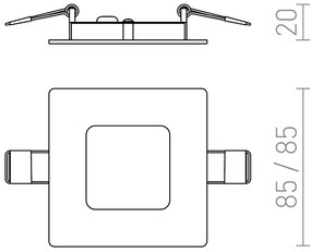 SOCORRO SQ | Stropné zápustné Led svietidlo Veľkosť: 8,5x8,5cm