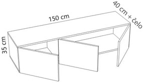 Televízny stolík MODERN - 150x40x35 cm - s držadlami a nohami