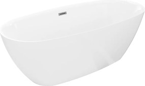 Mexen Luvo Slim, voľne stojaca vaňa 170 × 75 cm, biela lesklá, grafitový prepad, 52801707500-95