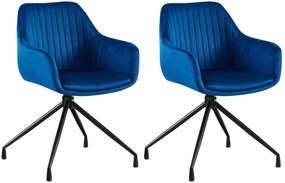 Design-Shop Set 2 jedálenských stoličiek Welby zamat - tmavomodrá