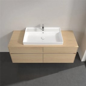 VILLEROY &amp; BOCH Collaro závesná skrinka pod umývadlo na dosku (umývadlo v strede), 4 zásuvky, s LED osvetlením, 1400 x 500 x 548 mm, Nordic Oak, C088B0VJ