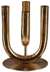 Kovový svietnik 4 ramen. na kónické sviečky, zlatá, 14 x 14 x 18 cm