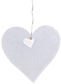 Biele závesné srdce HEARTLIGHT s LED svetelným reťazcom