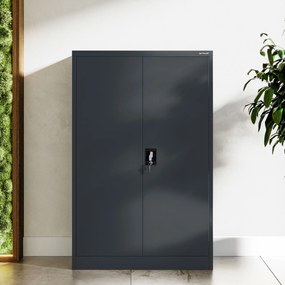 Kovová kancelárska spisová skriňa KEVIN, 900 x 1400 x 400 mm, antracitová